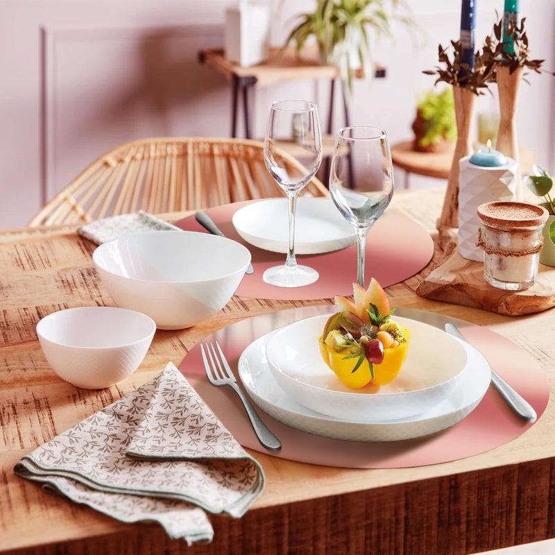 KesaPlan 100PCS Round Rose Gold Placemats, 13" Disposable Paper Placemats for Dining Table, Mirrored Rose Gold Charger Place Mat for Kitchen Banquet Table Setting Wedding Birthday Dinner Party Decor - Image 5