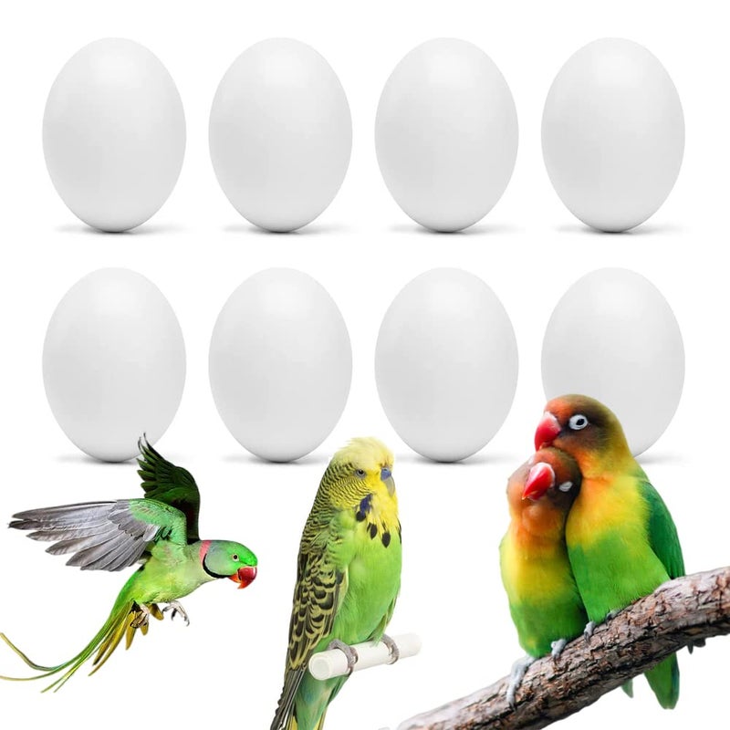 WOLEDOE 8Pcs Fake Bird Eggs, Stop Egg Laying fit Bourkes Parrot, Lovebird, Lineolated Parakeet, English Show Budgie Artificial Eggs 18mm*25mm - Image 1