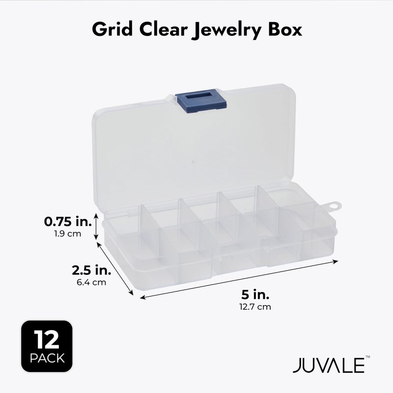 Juvale 12-Pack Mini Tackle Box Organizer - Clear Plastic, 5 x 2.6 x 0.8 In - Customizable Dividers for Screw & Bead Storage - Craft & Earring Storage Containers - Image 4