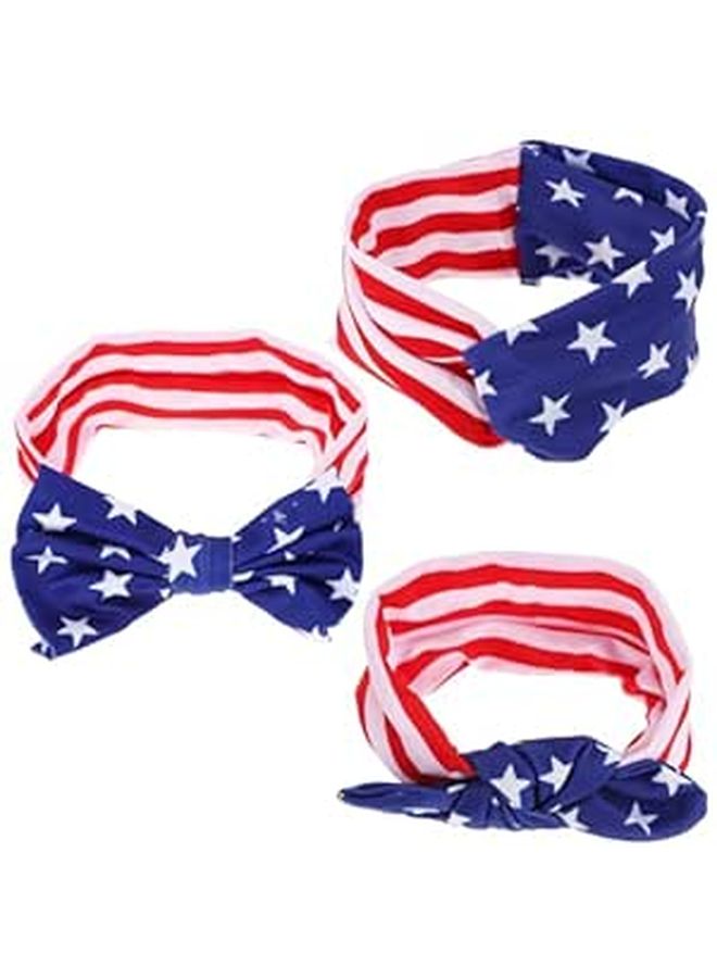 American Flag Baby Headbands 3pcs Set Rabbit Ear Bow Knot Knot - Image 1