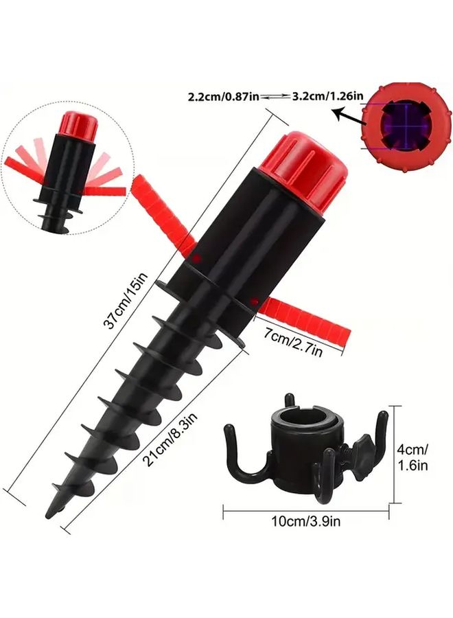 Black Windproof Sand Anchor Durable Ground Stake For Beach Umbrellas Outdoor Secure Holder - Image 3