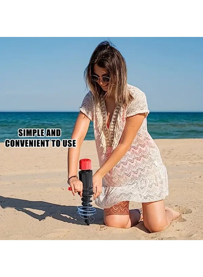 Black Windproof Sand Anchor Durable Ground Stake For Beach Umbrellas Outdoor Secure Holder - Image 1