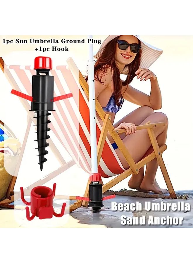 Black Windproof Sand Anchor Durable Ground Stake For Beach Umbrellas Outdoor Secure Holder - Image 2