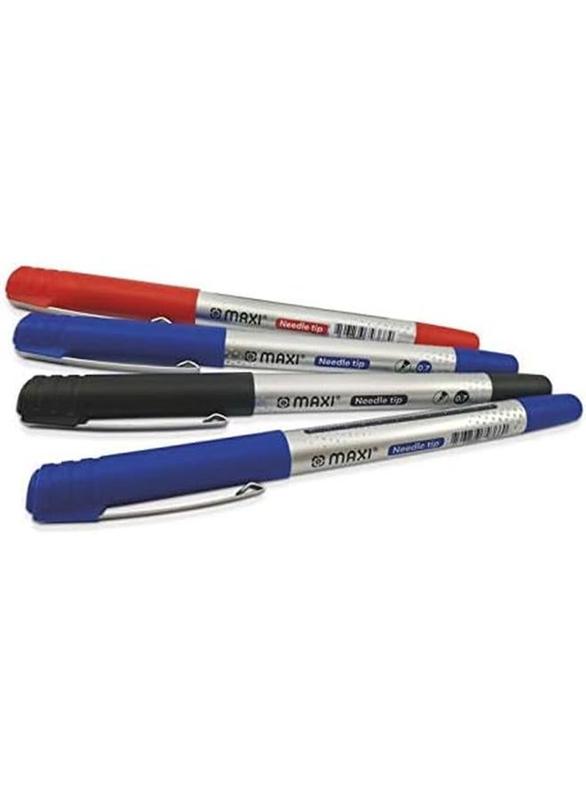 ماكسي قلم حبر برأس إبرة 0.7 ملم مكون من 4 قطع 2 أزرق زائد 1 أسود زائد 1 أحمر - Image 4