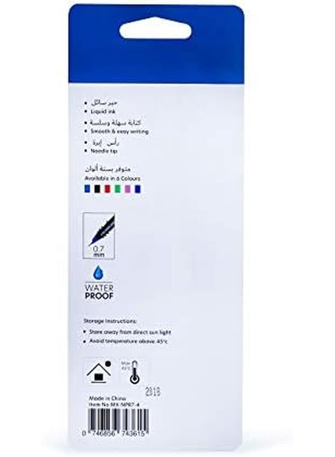 ماكسي قلم حبر برأس إبرة 0.7 ملم مكون من 4 قطع 2 أزرق زائد 1 أسود زائد 1 أحمر - Image 2