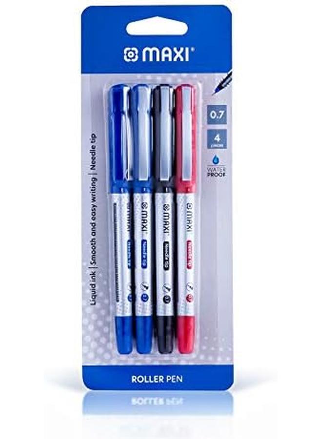 ماكسي قلم حبر برأس إبرة 0.7 ملم مكون من 4 قطع 2 أزرق زائد 1 أسود زائد 1 أحمر - Image 3