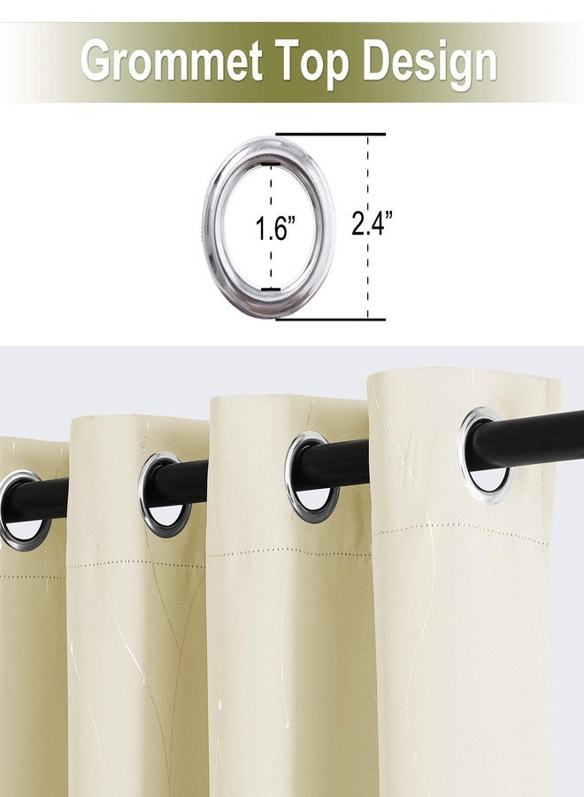StangH Thermal Insulated Curtains for Bedroom - Silver Line Dots Pattern Light Blocking Energy Saving Curtains for Kids Room Nursery, Cream Beige, W52 x L63 inches, 2 Panels - Image 3