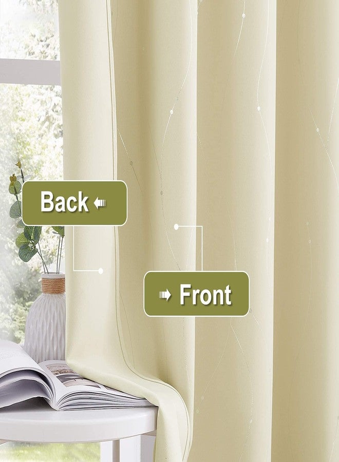 StangH Thermal Insulated Curtains for Bedroom - Silver Line Dots Pattern Light Blocking Energy Saving Curtains for Kids Room Nursery, Cream Beige, W52 x L63 inches, 2 Panels - Image 5