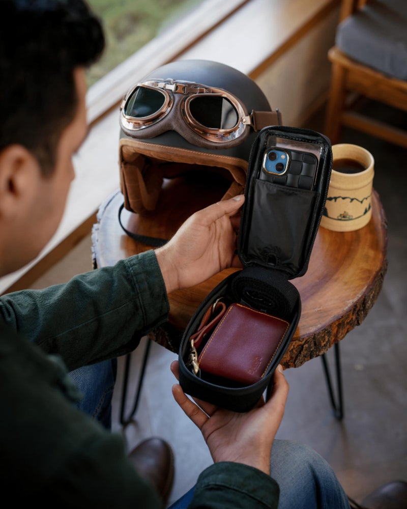 Trip Machine Company Navigator Magnetic Motorcycle Tank Pouch with Touch-Friendly Phone Holder | Anti Slip Maps Navigation Pouch Compatible with Royal Enfield, Honda, Bajaj, TVS, Jawa, Triumph - All Black - Image 3