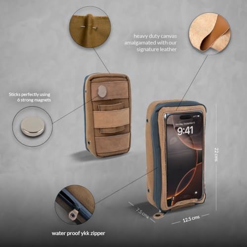 Trip Machine Company Navigator Magnetic Motorcycle Tank Pouch with Touch-Friendly Phone Holder | Anti Slip Maps Navigation Pouch Compatible with Royal Enfield, Honda, Bajaj, TVS, Jawa, Triumph - All Black - Image 5