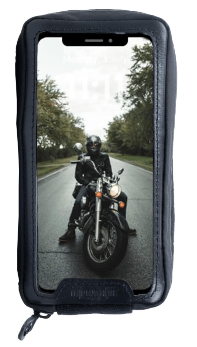 Trip Machine Company Navigator Magnetic Motorcycle Tank Pouch with Touch-Friendly Phone Holder | Anti Slip Maps Navigation Pouch Compatible with Royal Enfield, Honda, Bajaj, TVS, Jawa, Triumph - All Black - Image 2