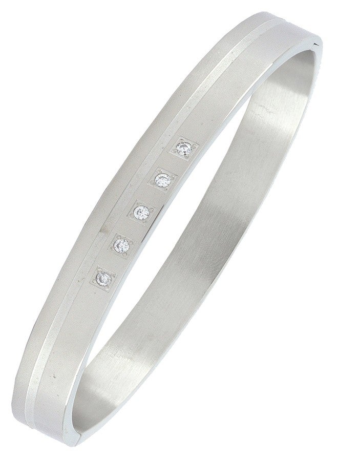ZIVOM® Classic American Diamond Stainless Steel Kada Bangle Bracelet Men - Image 1