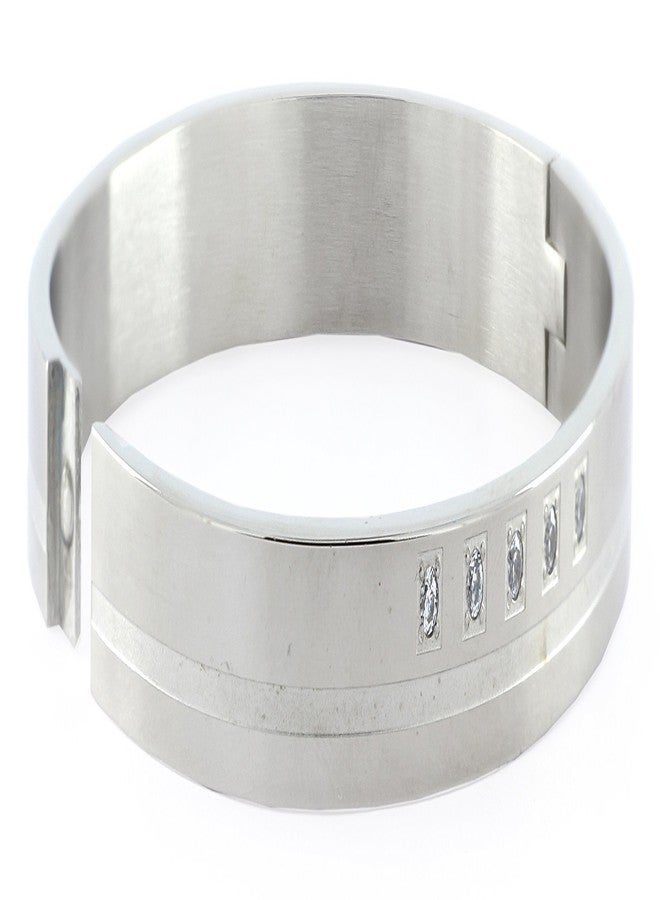ZIVOM® Classic American Diamond Stainless Steel Kada Bangle Bracelet Men - Image 3