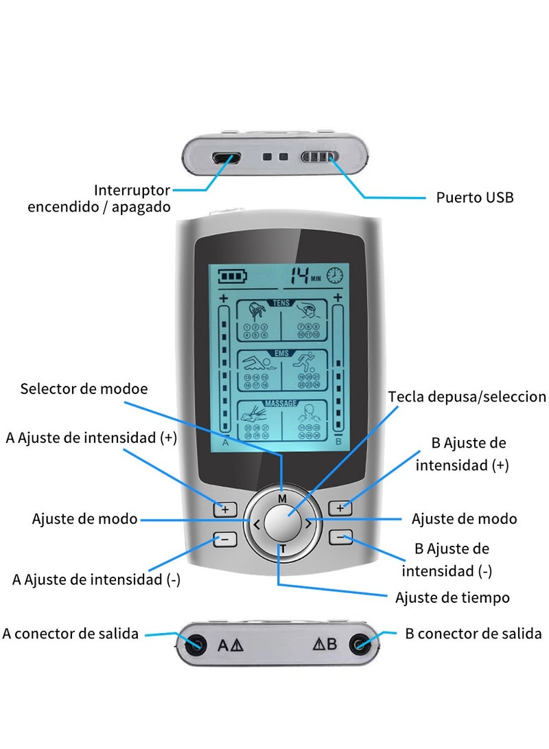 MHD Dual Channel TENS EMS Unit 36 Modes Muscle Stimulator for Pain Relief Therapy, Electronic Pulse Massager Muscle Massager with 10 Pads, Dust-Proof Drawstring Storage Bag  - Image 2