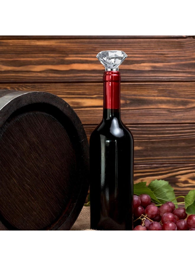 2PCS Wine Bottle Stopper Set Diamond & Round Crystal Reusable Wine Cork Leakproof Silicone Seal Decorative Wine Plug for Red Wine Bottles - Image 3
