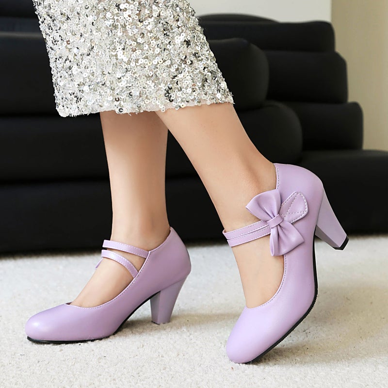 Spring High Heeled 28-48 Size Size Sweet Bow Shallow Mouth Single Shoes - Image 5