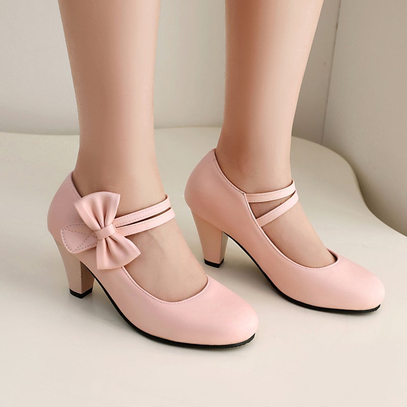Spring High Heeled 28-48 Size Size Sweet Bow Shallow Mouth Single Shoes - Image 3
