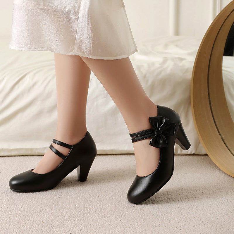 Spring High Heeled 28-48 Size Size Sweet Bow Shallow Mouth Single Shoes - Image 2