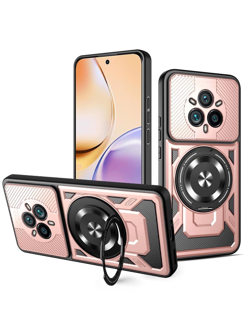 جراب وغطاء حماية مقاوم للصدمات وحمايه للكاميرا ومتوافق مع Realme 14 Pro Plus (روز جولد)