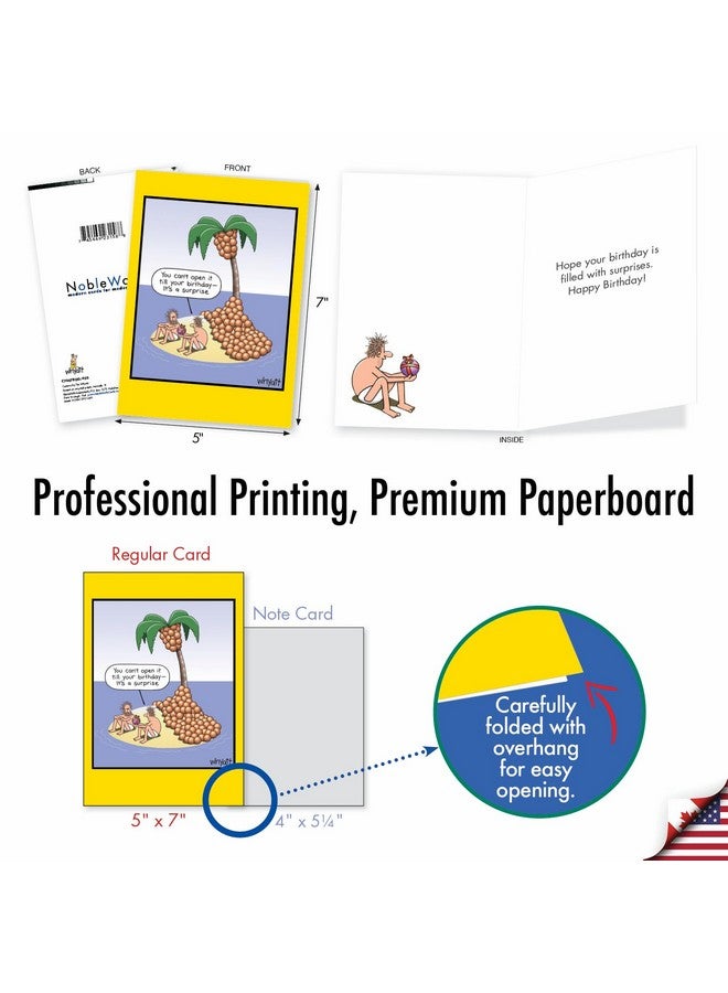 NobleWorks - 1 Funny Card for Happy Birthdays - Hilarious Cartoon Notecard with Envelope, Bday Celebration (Buyer Discretion Advised) - Coconut Surprise C7007BDG - Image 3