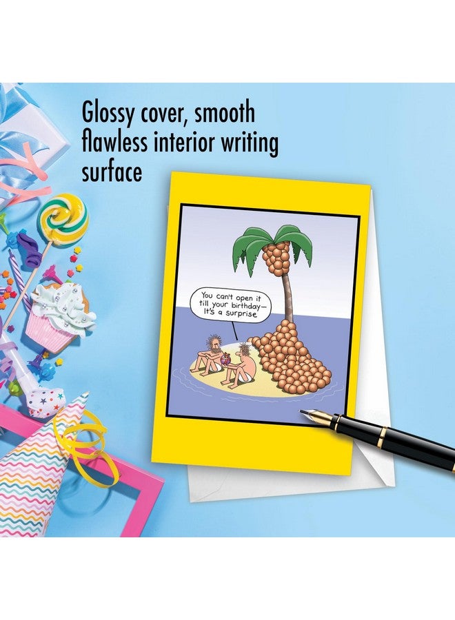 NobleWorks - 1 Funny Card for Happy Birthdays - Hilarious Cartoon Notecard with Envelope, Bday Celebration (Buyer Discretion Advised) - Coconut Surprise C7007BDG - Image 5