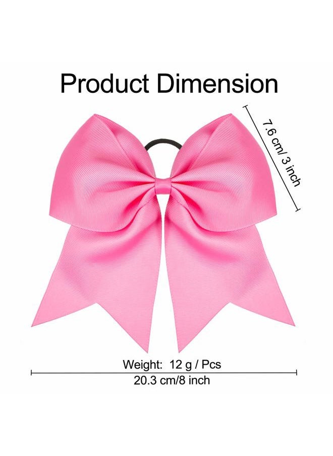 WILLBOND 2 Packs Jumbo Cheerleading Bow 8 Inch Large Cheer Hair Bows with Ponytail Holder for Teen Girls Softball Outfit Uniform(Hot Pink)  - Image 2