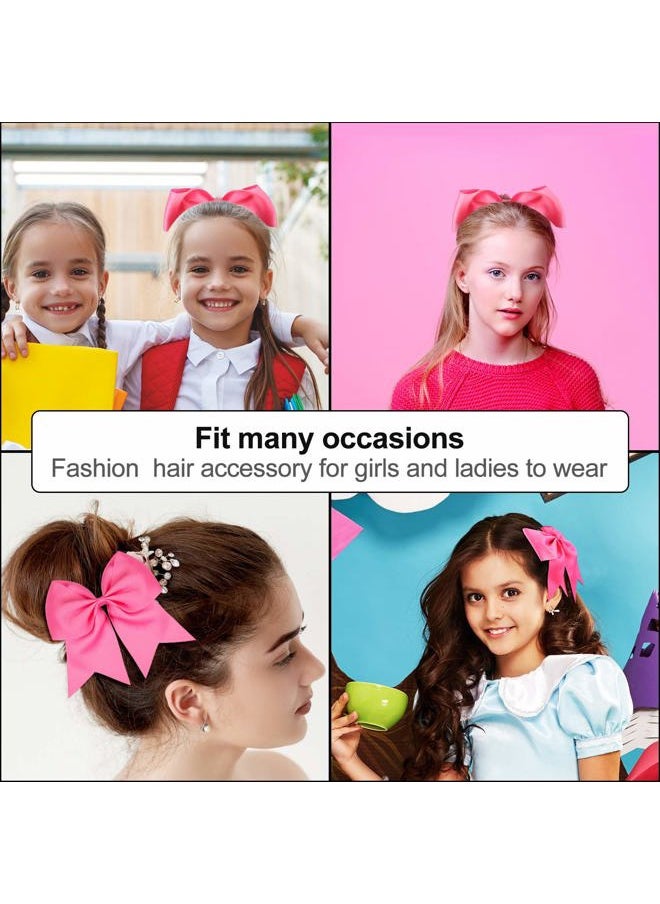 WILLBOND 2 Packs Jumbo Cheerleading Bow 8 Inch Large Cheer Hair Bows with Ponytail Holder for Teen Girls Softball Outfit Uniform(Hot Pink)  - Image 5
