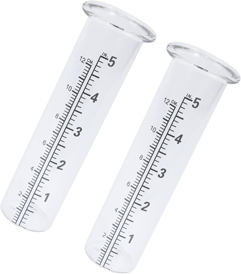 مقياس المطر الزجاجي 5 بوصة مع حامل بقطر 0.87 بوصة لقياس دقيق لري الحديقة - Image 5