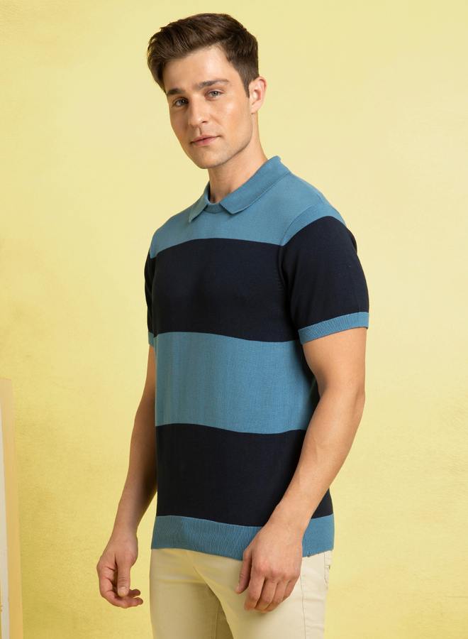 Dennis Lingo Men's Steller 100% Cotton Striped Regular Fit T-Shirt - Image 3