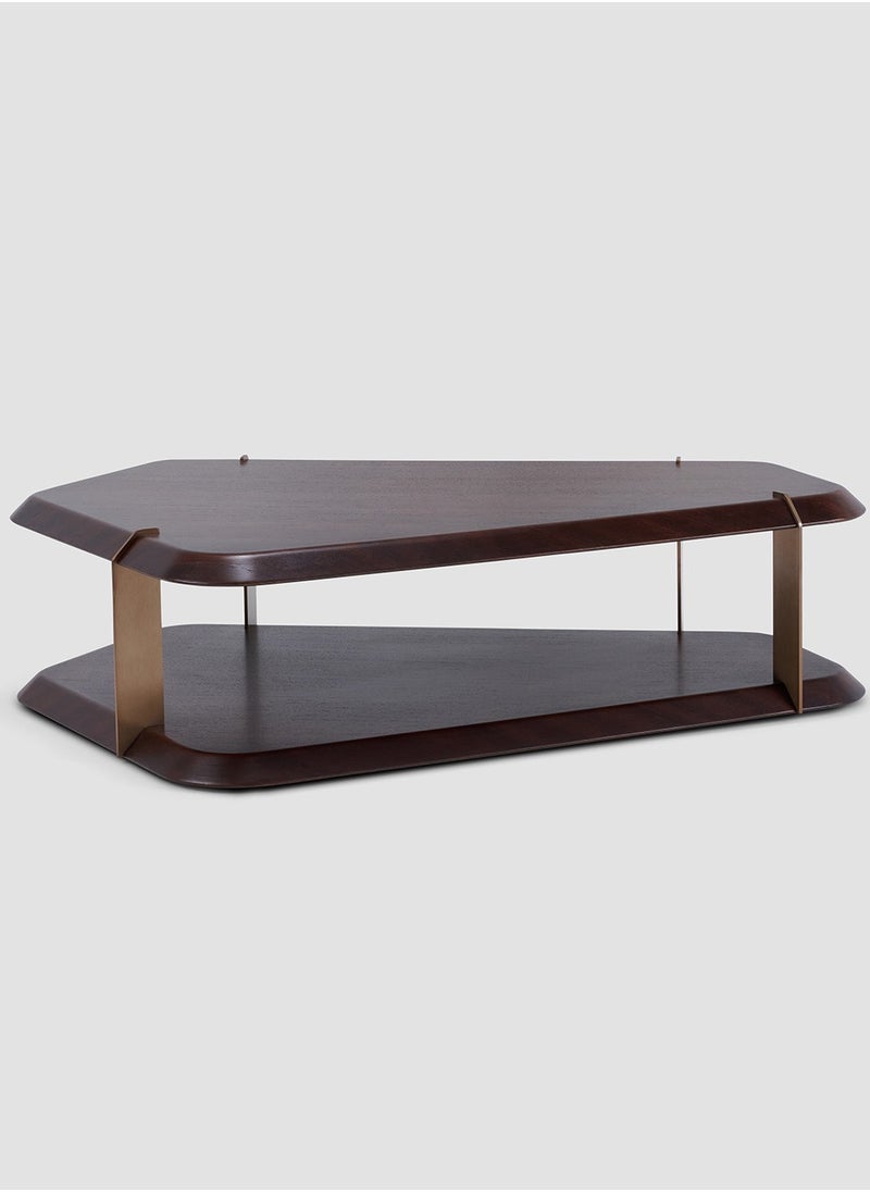 AL HUZAIFA FURNITURE Rodney Cofee Table, Zebra Dark Brown Antique Brass  Stainless Steel  - Image 1