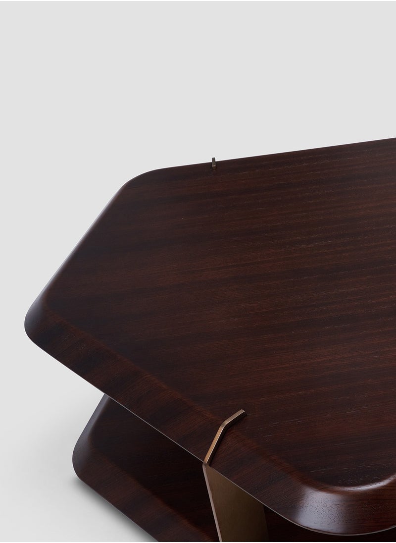 AL HUZAIFA FURNITURE Rodney Cofee Table, Zebra Dark Brown Antique Brass  Stainless Steel  - Image 2