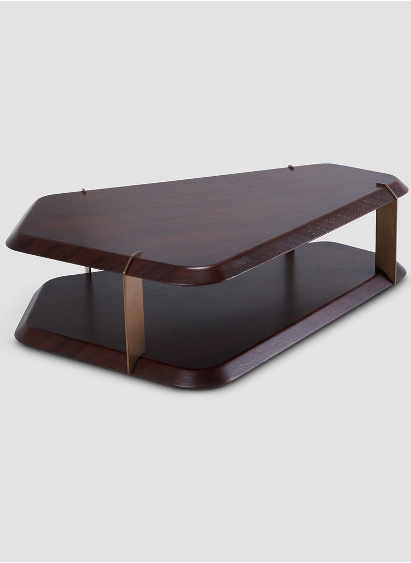 AL HUZAIFA FURNITURE Rodney Cofee Table, Zebra Dark Brown Antique Brass  Stainless Steel  - Image 3