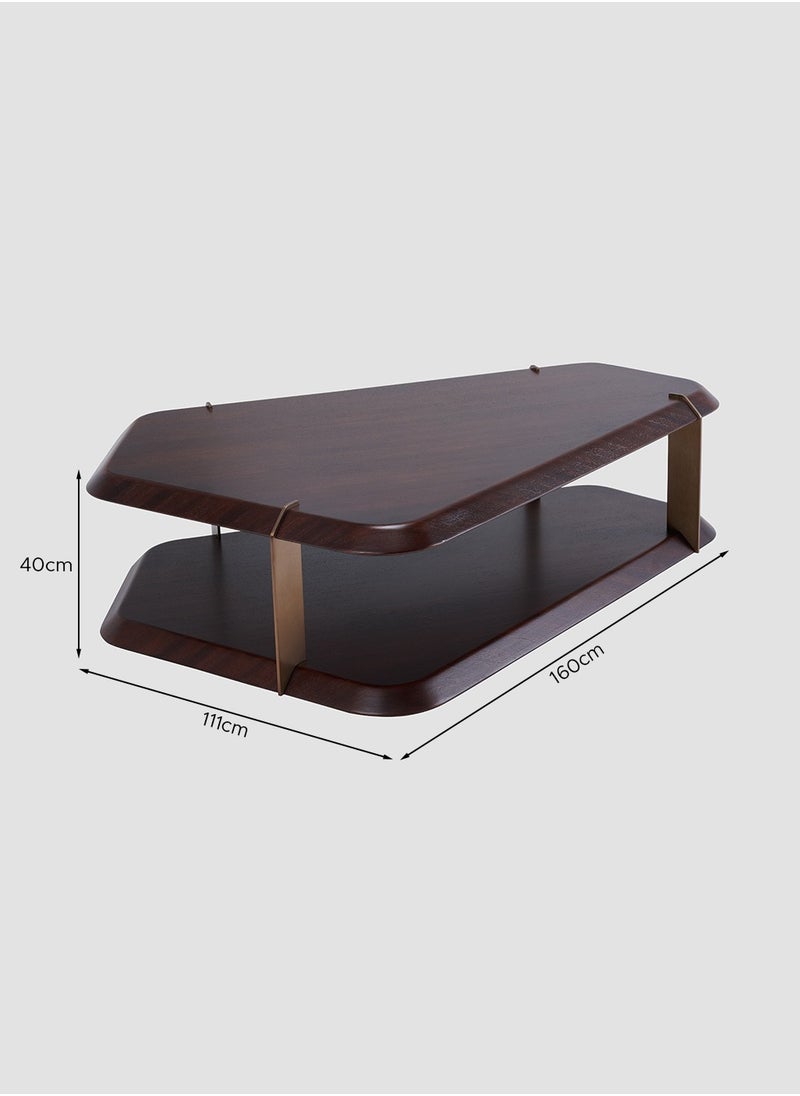 AL HUZAIFA FURNITURE Rodney Cofee Table, Zebra Dark Brown Antique Brass  Stainless Steel  - Image 4