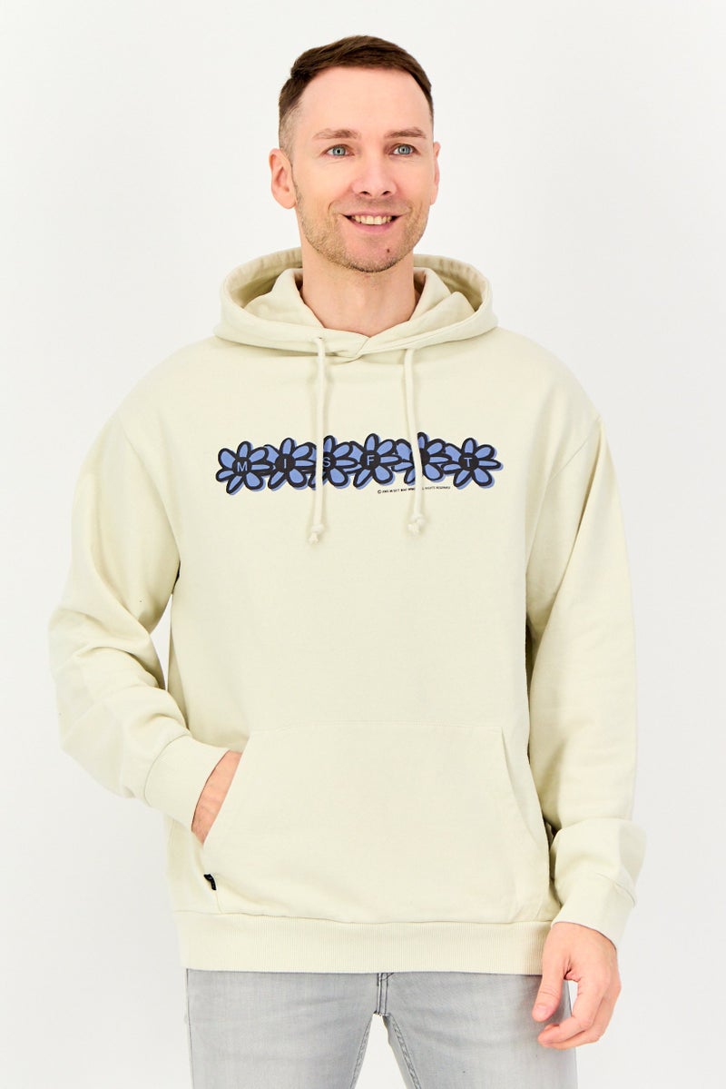 Misfit Men Graphic Print Long Sleeve Hoodies,Beige - Image 1