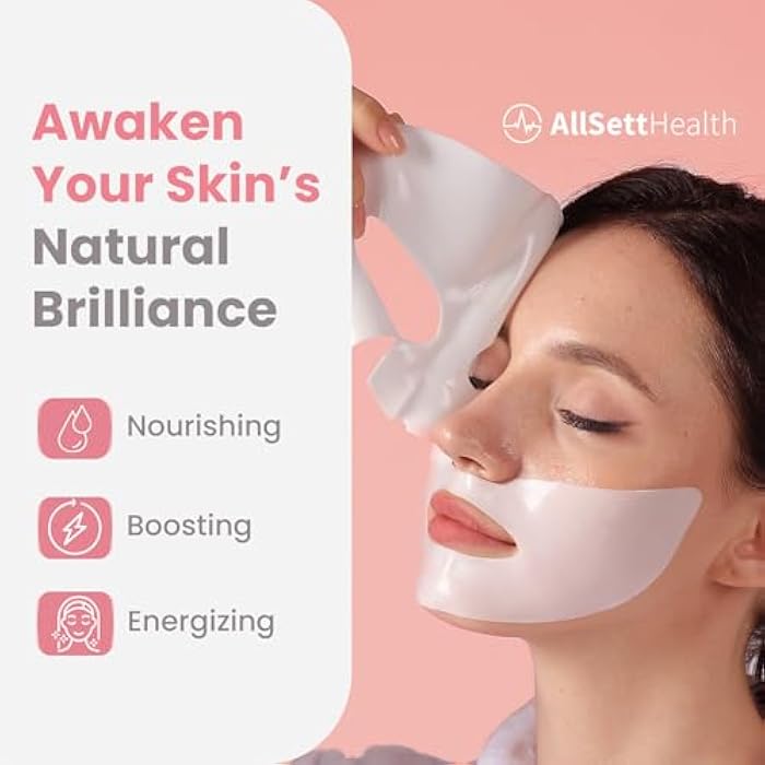 AllSett Health قناع الوجه بيو كولاجين من أول سيت هيلث للعناية بالبشرة قناع كولاجين عميق لليلة 36 جرام (4 عبوات) | تكنولوجيا كورية للعناية بالبشرة كولاجين نقي مع تقليل المسام وترطيب عميق وشد هيدروجيل - Image 2