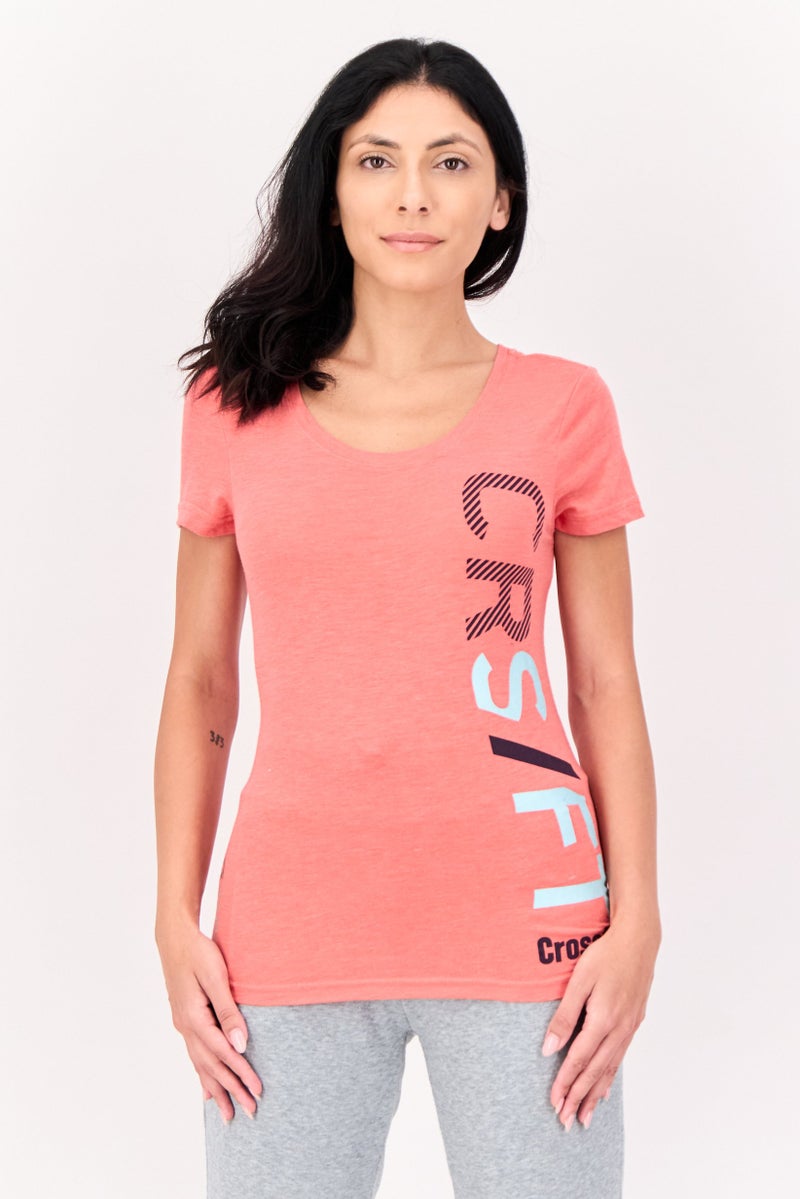 Reebok Women Sportswear Fit Short Sleeve Outdoor T-shirt, Coral - Image 1