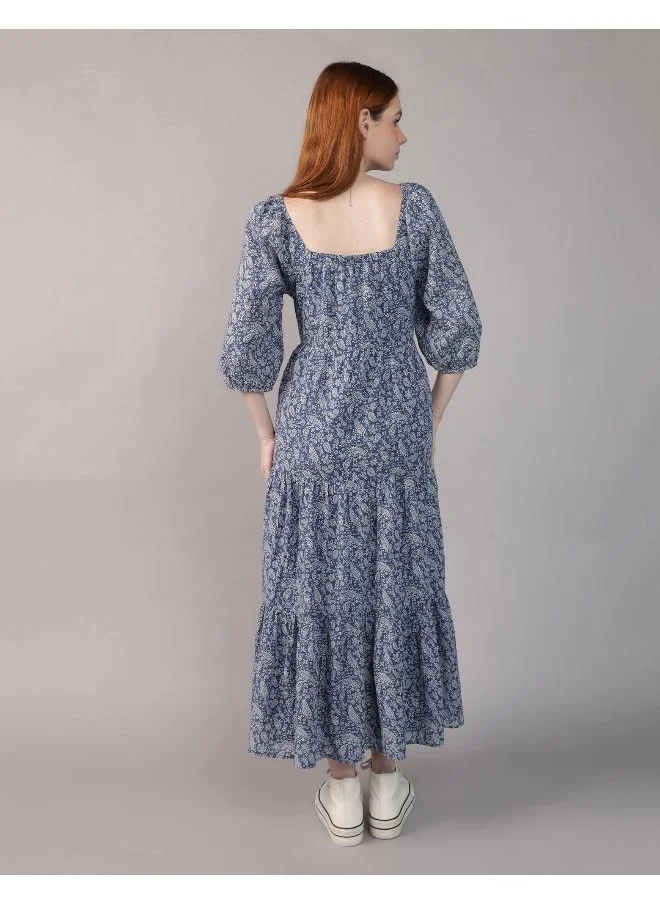 American Eagle AE Long-Sleeve Tiered Midi Dress