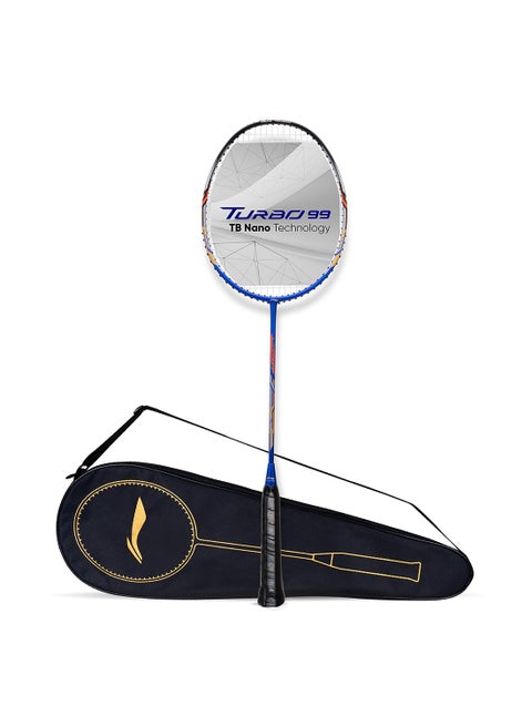 Turbo 99 Carbon Fibre Strung Badminton Racket with Full Racket Cover | For Intermediate Players | 84 grams | Maximum String Tension - 30lbs