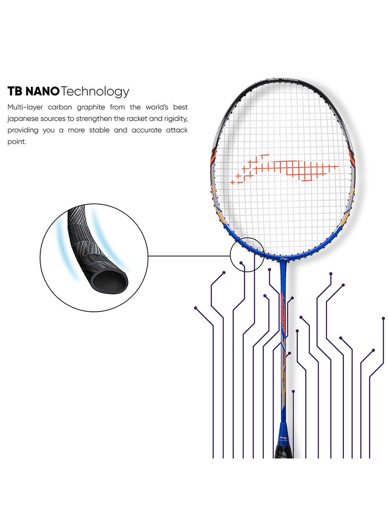 Turbo 99 Carbon Fibre Strung Badminton Racket with Full Racket Cover | For Intermediate Players | 84 grams | Maximum String Tension - 30lbs