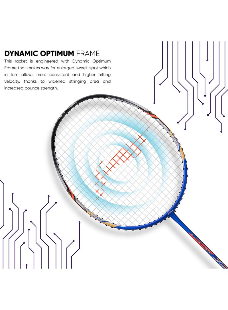 Turbo 99 Carbon Fibre Strung Badminton Racket with Full Racket Cover | For Intermediate Players | 84 grams | Maximum String Tension - 30lbs