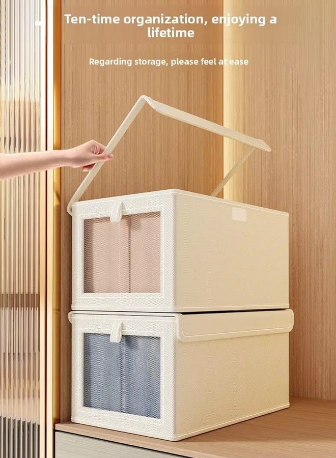 JACIRCLE Wardrobe Clothes Organizer Foldable  Closet Storage Organizer For Clothes Jeans Washable Closet Storage Boxes With Carrying  Handles Cube Storage Bin For Home Bedroom - Image 2