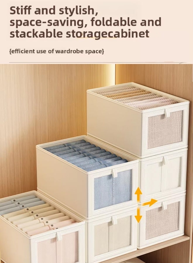 JACIRCLE Wardrobe Clothes Organizer Foldable  Closet Storage Organizer For Clothes Jeans Washable Closet Storage Boxes With Carrying  Handles Cube Storage Bin For Home Bedroom - Image 5