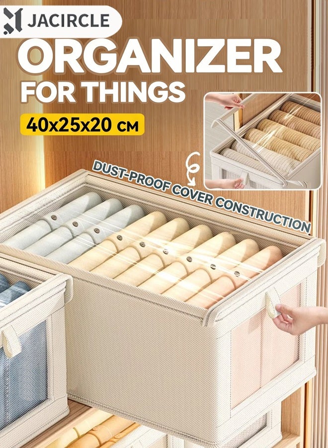 JACIRCLE Wardrobe Clothes Organizer Foldable  Closet Storage Organizer For Clothes Jeans Washable Closet Storage Boxes With Carrying  Handles Cube Storage Bin For Home Bedroom - Image 1