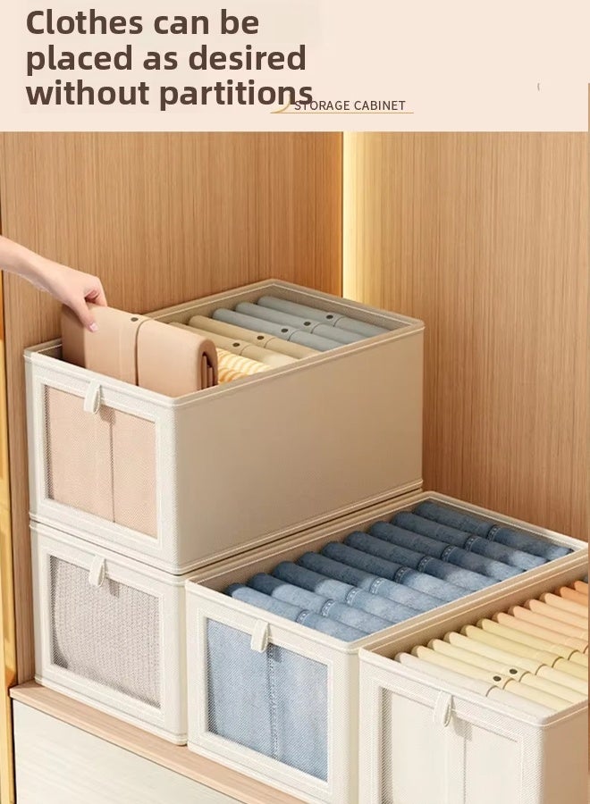 JACIRCLE Wardrobe Clothes Organizer Foldable  Closet Storage Organizer For Clothes Jeans Washable Closet Storage Boxes With Carrying  Handles Cube Storage Bin For Home Bedroom - Image 3