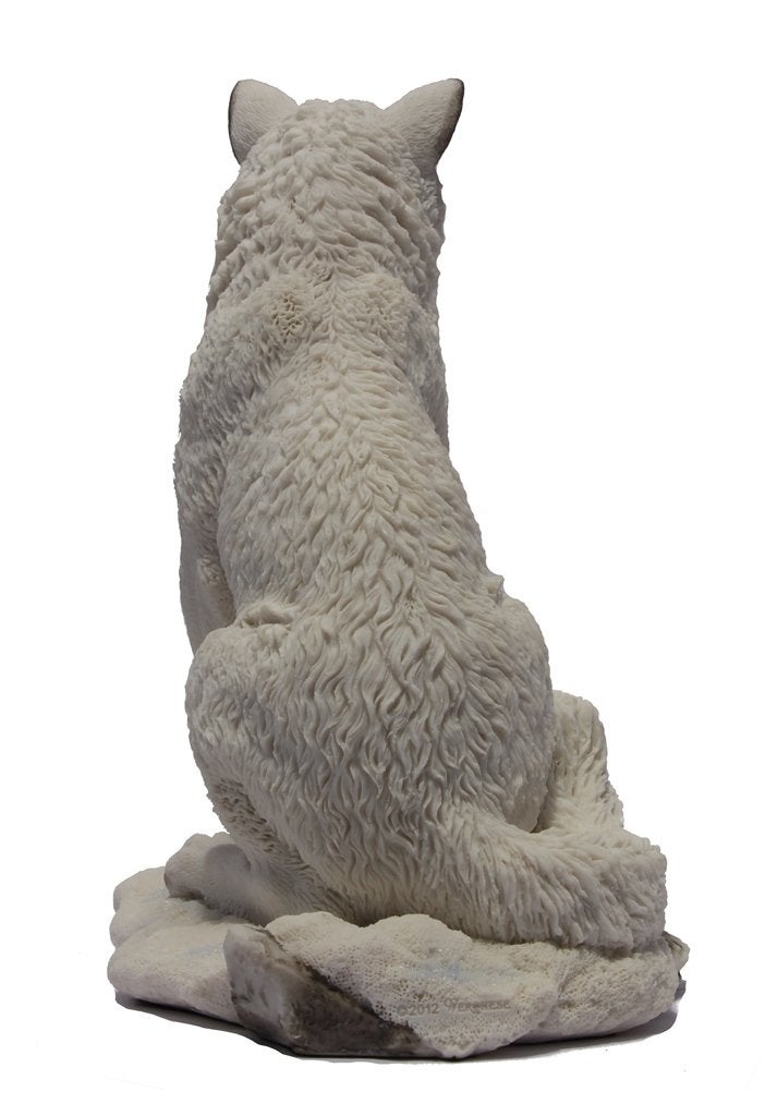 US 7.75 Inch Wolf Sitting in Snow Decorative Statue Figurine, White - Image 3