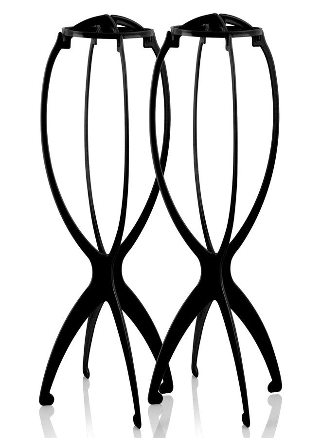 STUDIO LIMITED Portable Wig and Hat Hanger with Durable Stand and Tool Holder (2 Pack, Black) - Image 1