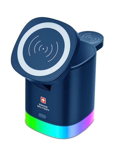 Wireless Magnetic Charging 3 in 1 Station for multiple devices| Fast Wireless Charger for iPhone 16/15/14/13/12, AirPods, Apple Watch |Samsung & other Qi2 Compatible devices, Blue