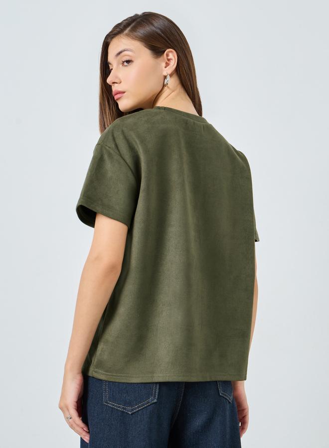 ستايلي تيشيرت سويدي بأكمام قصيرة - Image 5