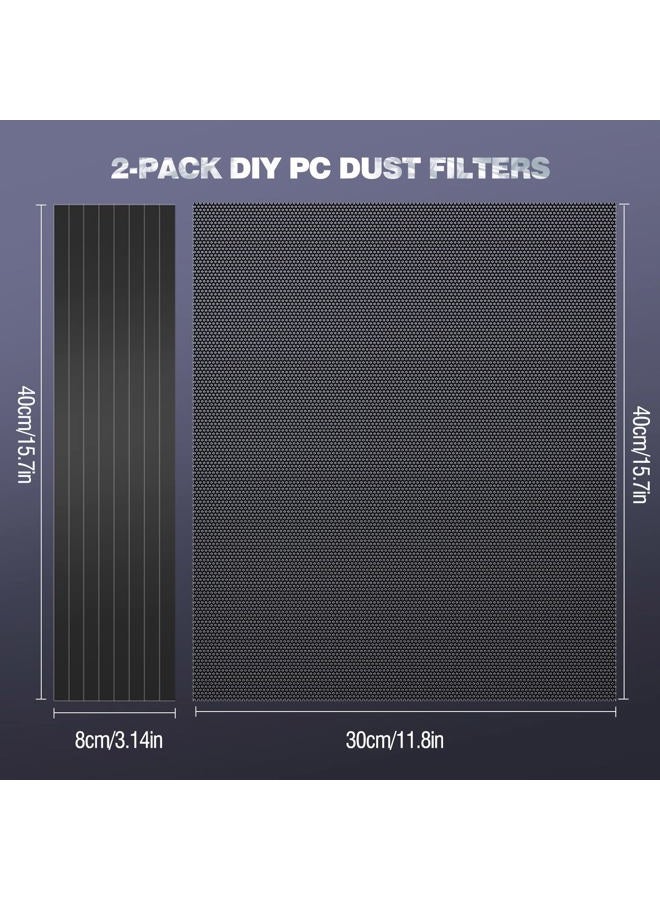 Moko 400X300Mm Diy Pc Case Dust Mesh Filter, [2 Pack] Pvc Dustproof Magnetic Filter Cover, Grill With Frame Strip Computer Cooler Fan For Case, Black - Image 4