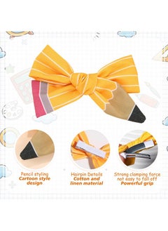HOXIEYA Yellow Pencil Hair Bow Clip for Girls,Back to School Bow Hair Clips 2pcs Yellow Striped Alligator Clips Hair School Accessories for Little Girls, Toddlers, Kids, and Teens  - Image 3